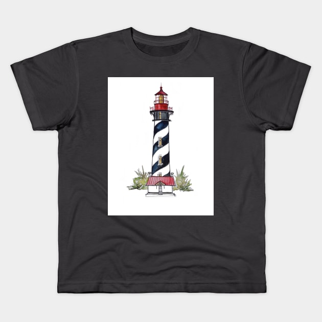 St. Augustine Lighthouse Kids T-Shirt by The Painted Katie 